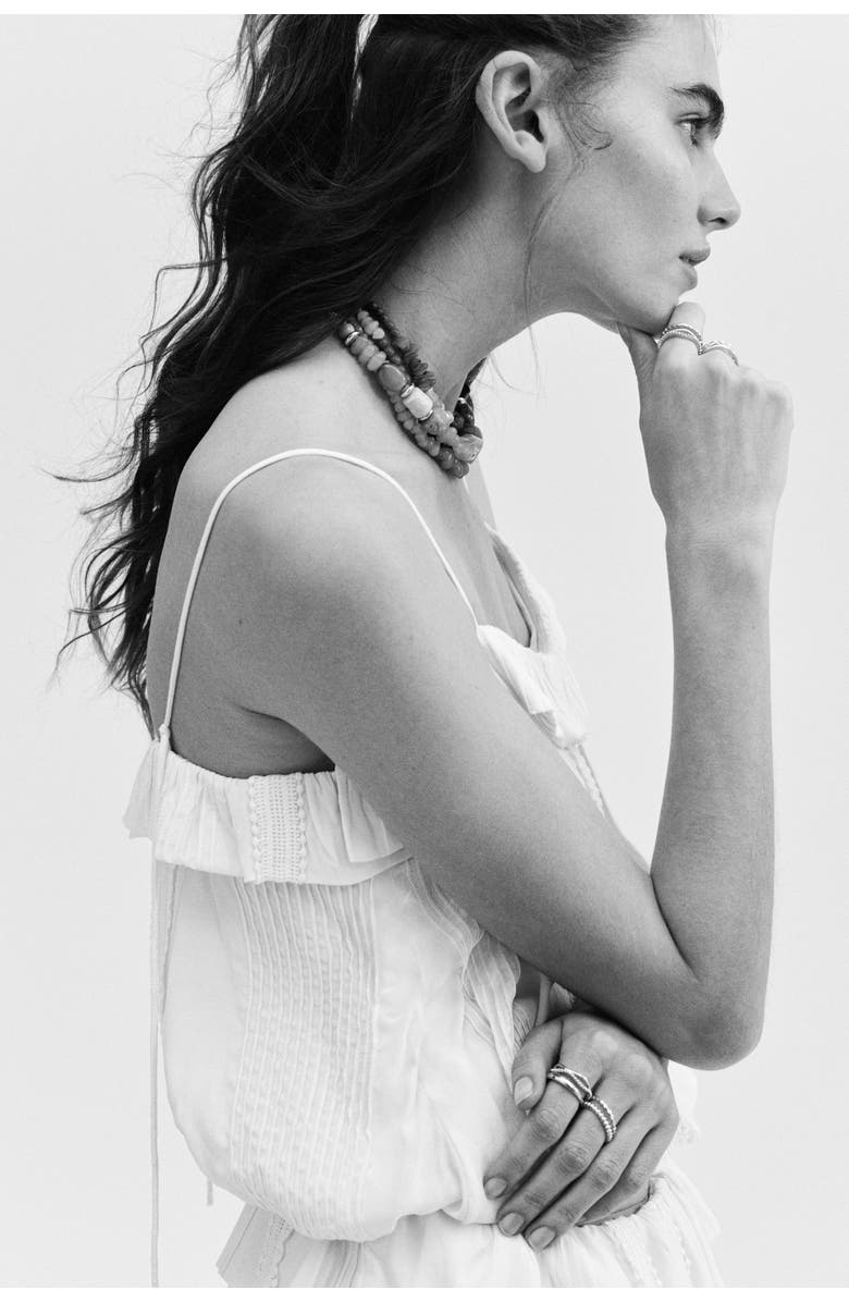 H&M Bubble-hem Strappy Top, Alternate, color, Cream