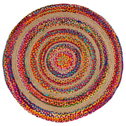 JONATHAN Y JONATHAN Y ISLA ROUND BOHO BRAIDED RAG & JUTE ROUND AREA RUG