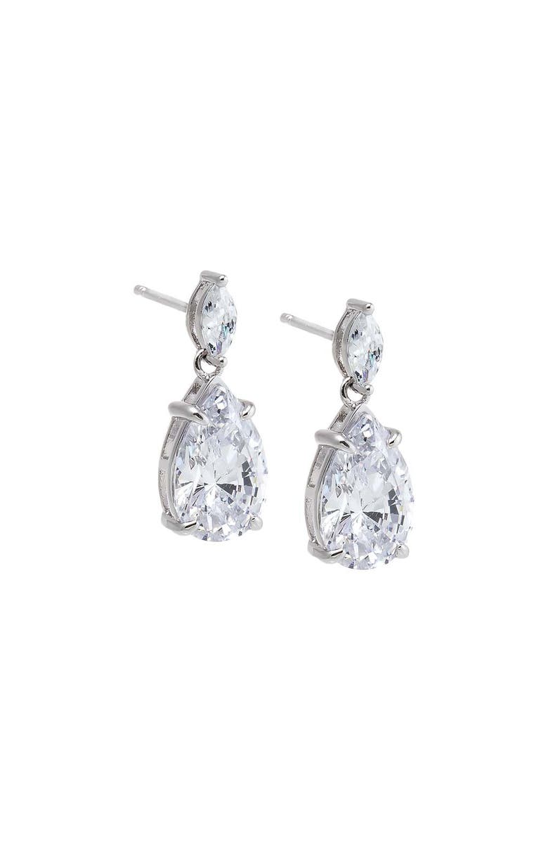 BY ADINA EDEN Fancy CZ Marquise X Pear Dangle Stud Earring, Main, color, Silver