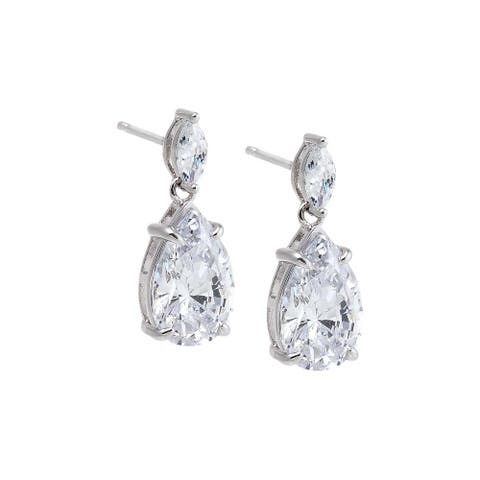 Fancy CZ Marquise X Pear Dangle Stud Earring