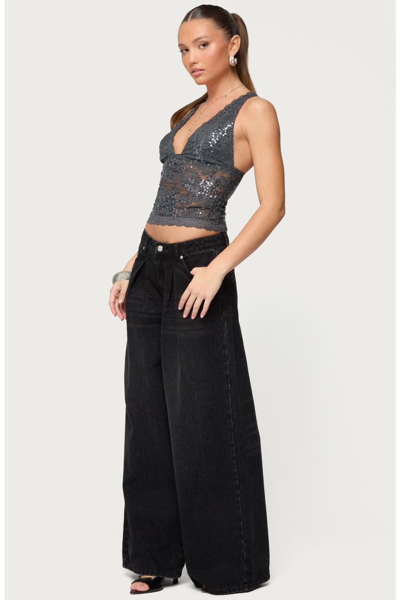 Isaela Sequin Lace Tank, Alternate, color, DARK-GRAY