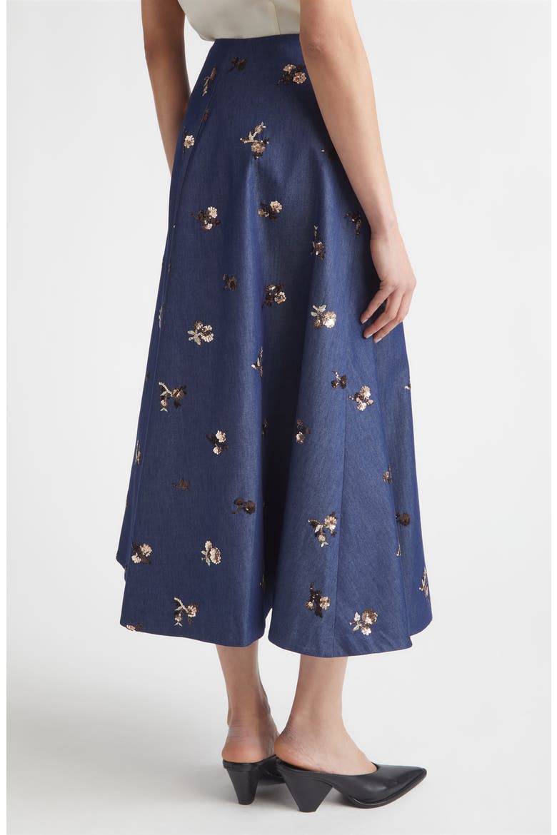 Varda Sequin Embellished Floral A-Line Skirt, Alternate, color, MIDNIGHT