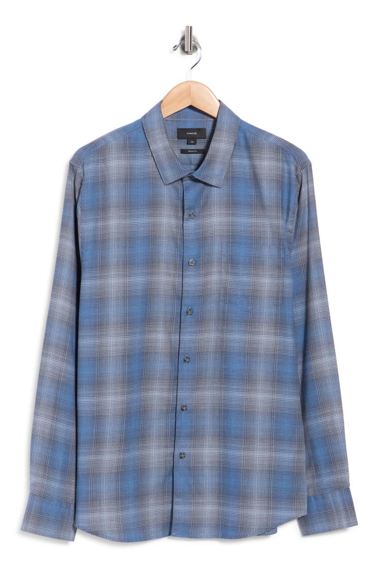 Inwood Plaid Long Sleeve Button-Up Shirt, Main, color, CABO BLUE COMBO