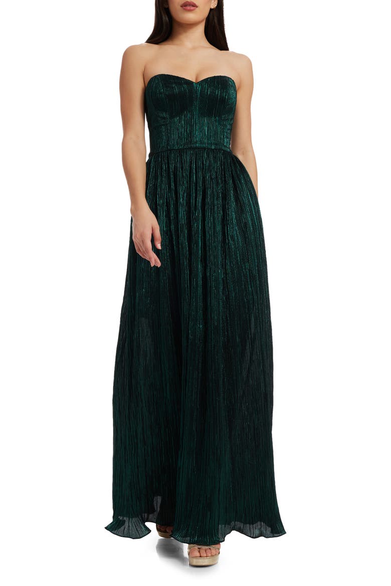 Audrina Strapless Gown, Main, color, DEEP EMERALD