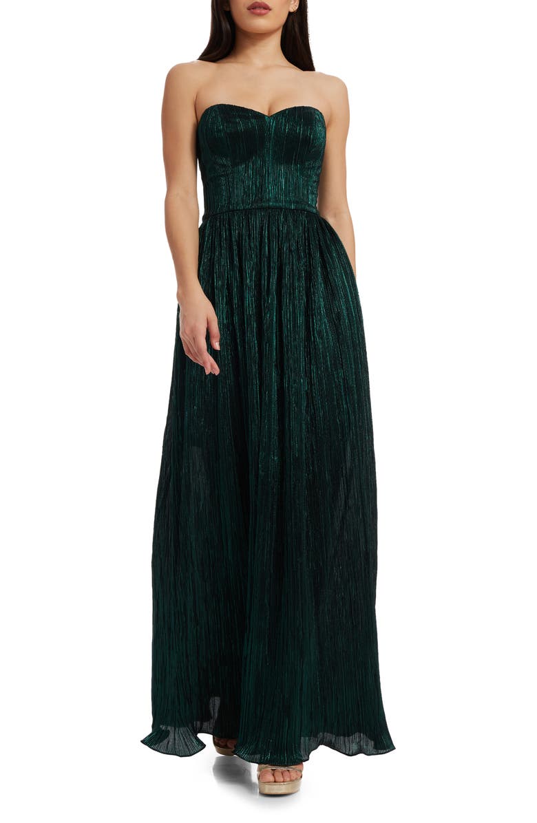 Dress the Population Audrina Strapless Gown, Main, color, Deep Emerald