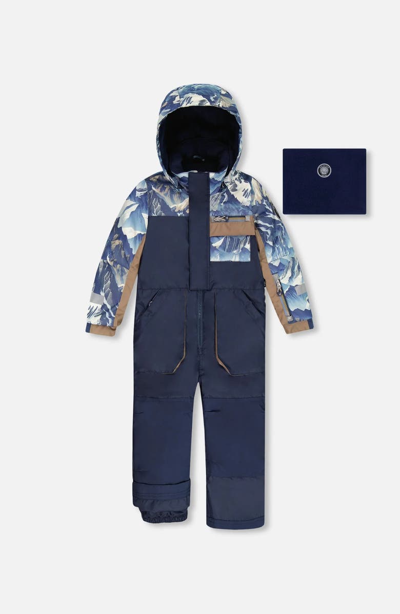 Deux par Deux One-Piece Play Snowsuit with Mountains, Main, color,