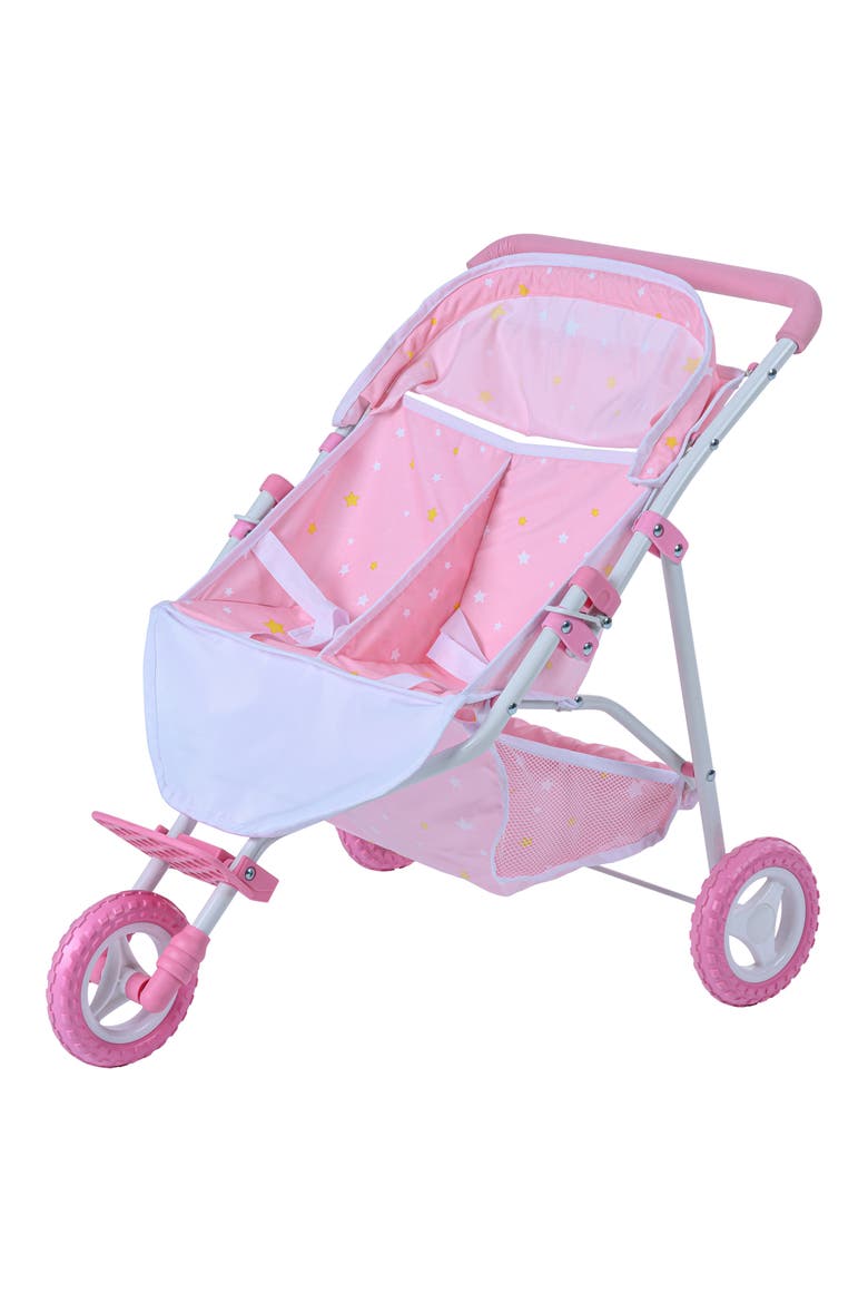 Olivia's Little World Twinkle Star Princess Collection Twin Doll Stroller, Alternate, color, PINK