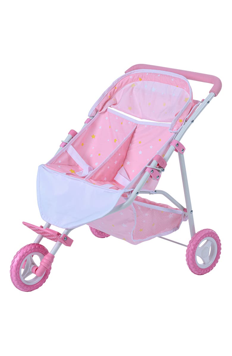 Teamson Kids Olivia's Little World Twinkle Star Princess Collection Twin Doll Stroller, Alternate, color, Pink