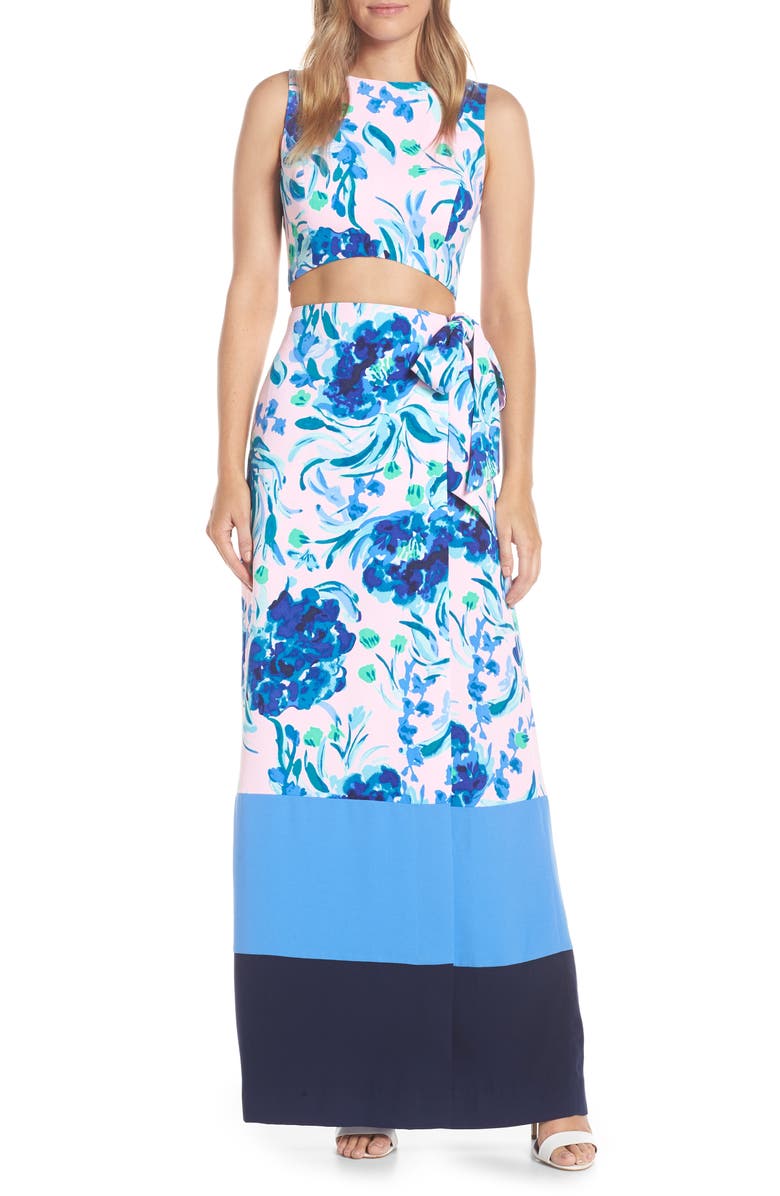 Lilly Pulitzer<sup>®</sup> Jemma Crop Top & Maxi Wrap Skirt Set, Main, color,