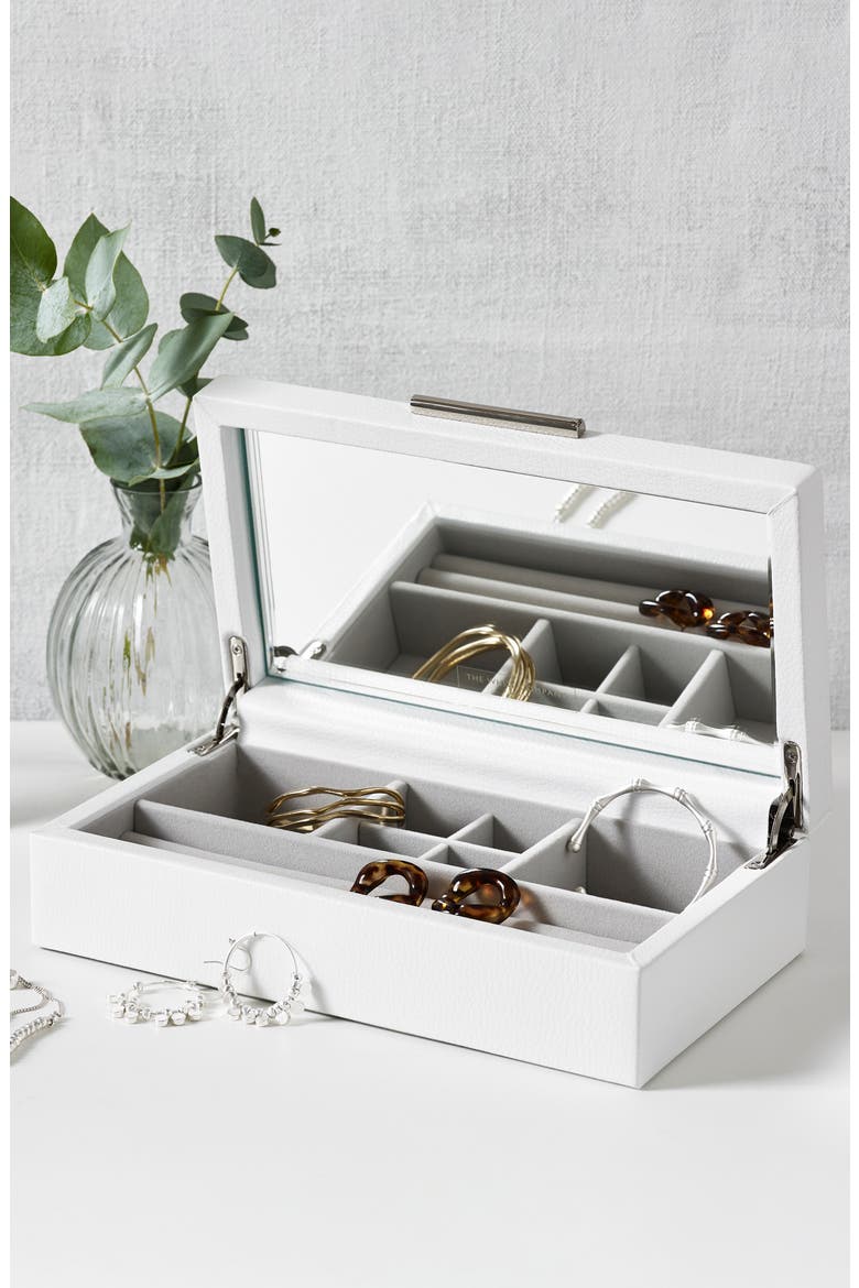 Medium Leather Jewelry Box, Alternate, color, WHITE