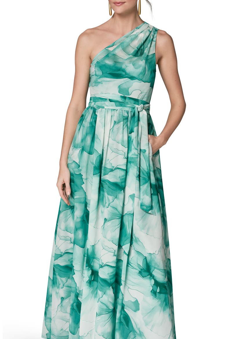 Floral One-Shoulder Gown, Alternate, color, LAWN MULTI