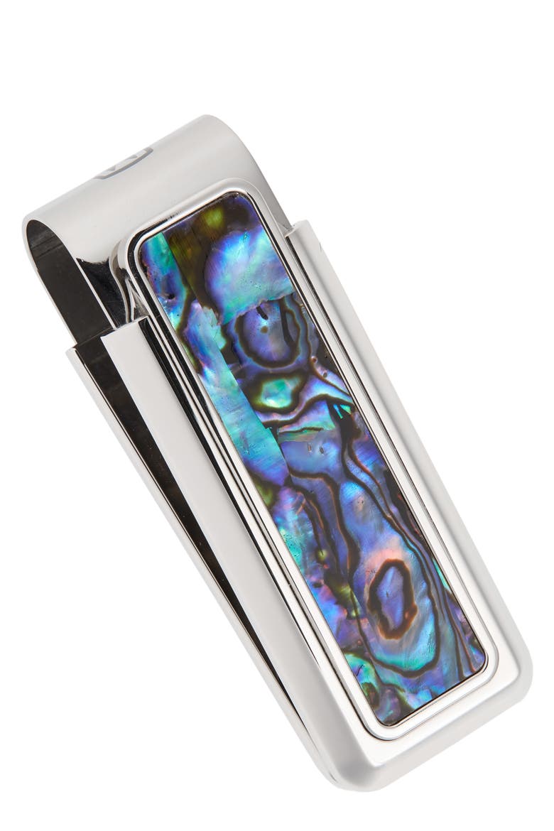 Mother-of-Pearl Inlay Money Clip, Alternate, color, GREEN