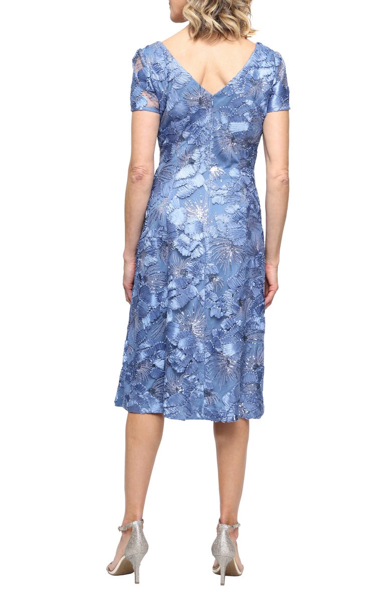 Alex Evenings Sequin Floral Cocktail Dress, Alternate, color, Brush Periwinkle