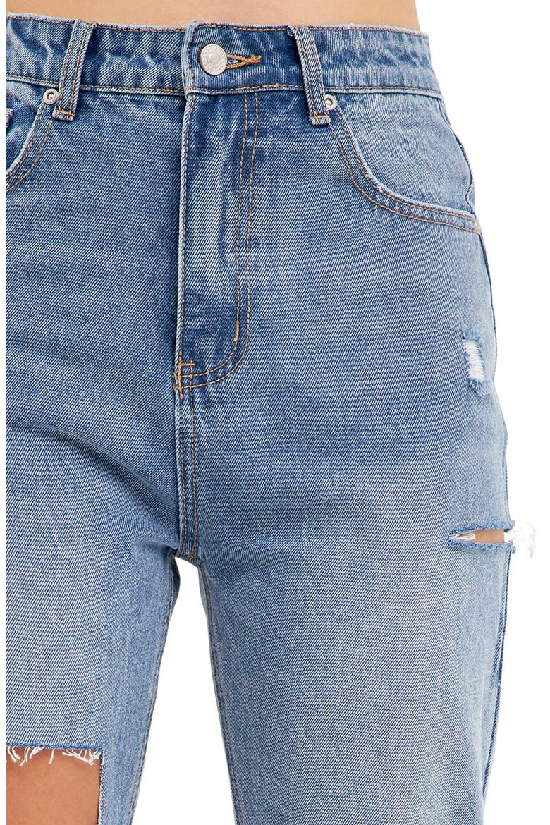 Ripped High Waist Slim Straight Leg Jeans, Alternate, color, DENIM