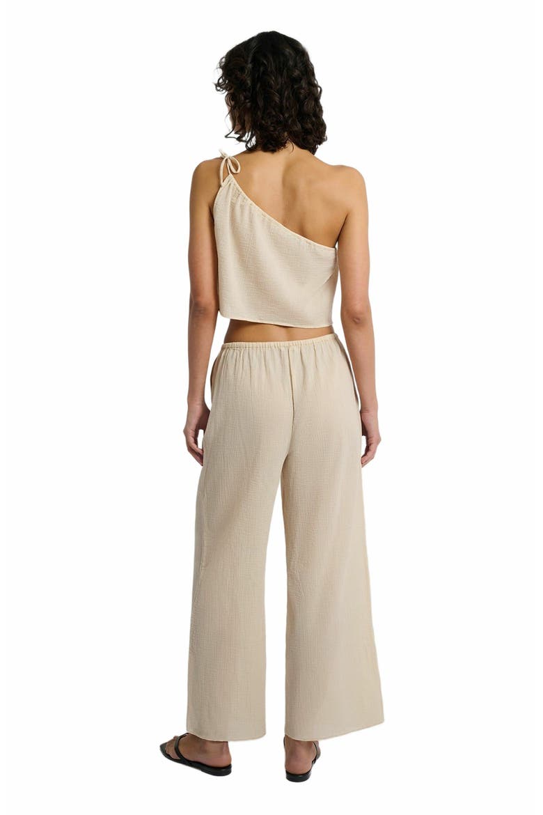 Crinkle Gauze One-shoulder Top, Alternate, color, SANDSHELL