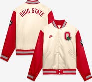 Nike Men's Nike Natural/Scarlet Ohio State Buckeyes Legacy Full-Snap Bomber Jacket