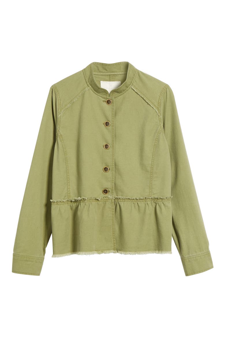 Twill Peplum Jacket, Alternate, color, OLIVE