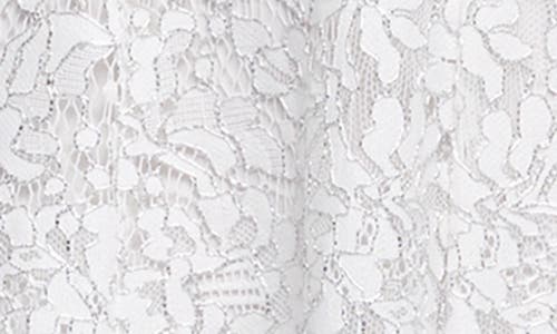 Kensie Metallic Lace Fit & Flare Dress In Ivory/silver