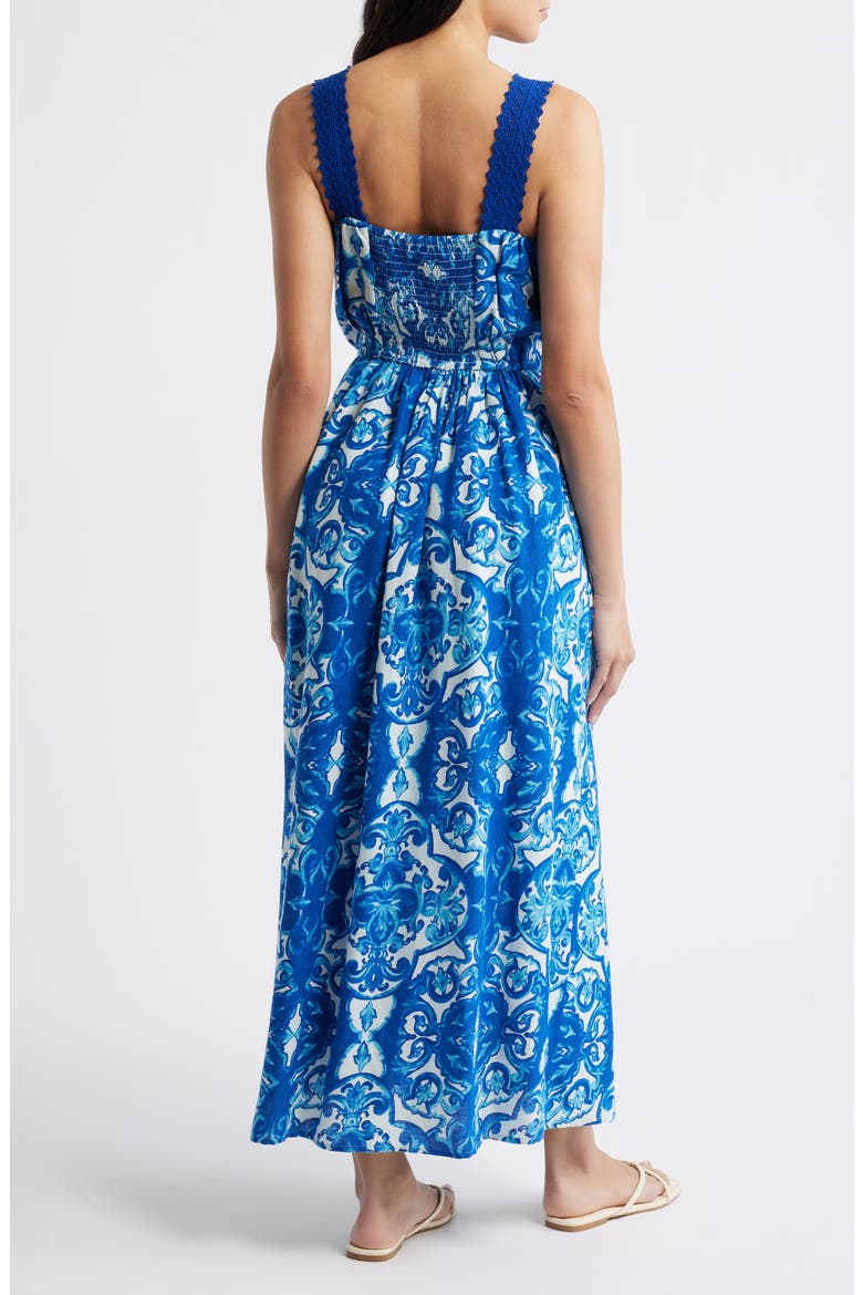 Allover Print Sleeveless Maxi Dress, Alternate, color, COBALT