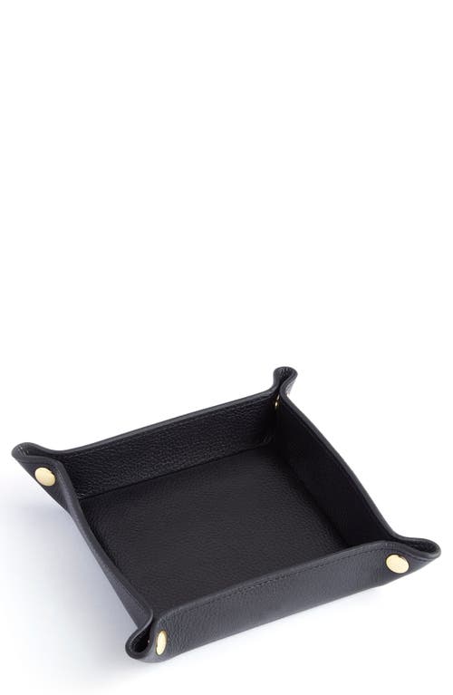 ROYCE New York Personalized Catchall Leather Valet Tray in Black - Silver Foil 