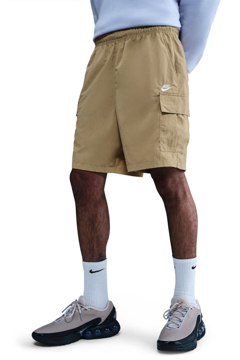 Club Utility Shorts, Main, color, PARACHUTE BEIGE/ WHITE