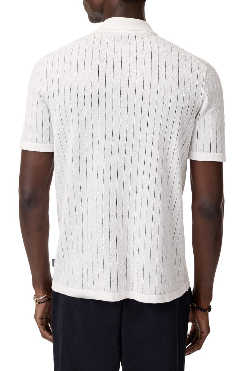 John Varvatos Moore Short Sleeve Organic Cotton Sweater, Alternate, color, White