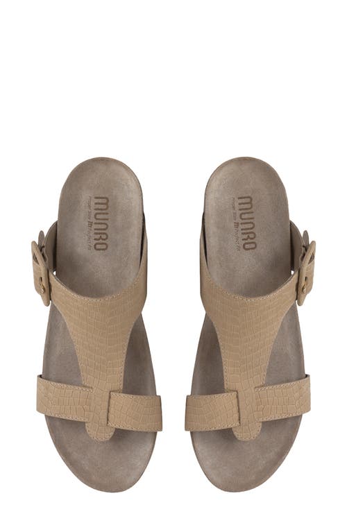 Munro Ronda T-strap Wedge Slide Sandal In Tan Croc N