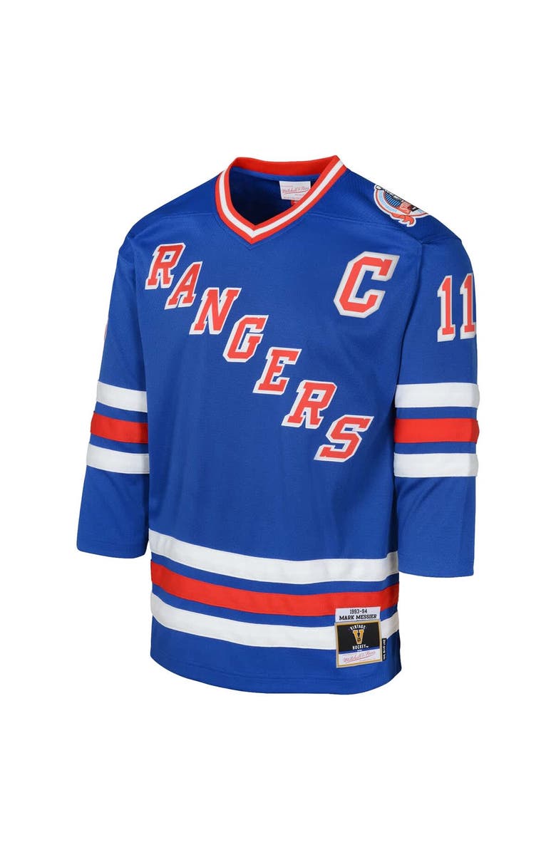 Mitchell & Ness Preschool Mitchell & Ness Mark Messier Powder Blue New York Rangers Captain Patch 1993-94 Blue Line 2.0 Player Jersey, Alternate, color, 