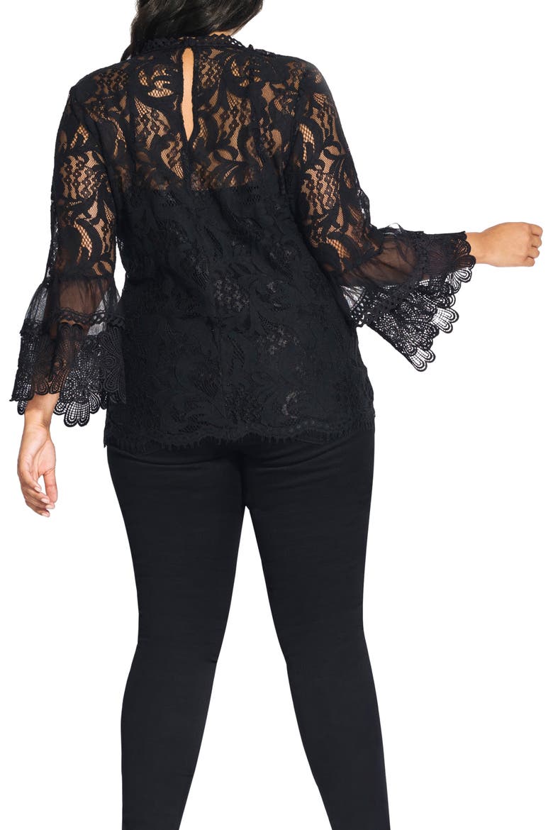 Beauty Allover Lace Cotton Blend Blouse, Alternate, color, BLACK