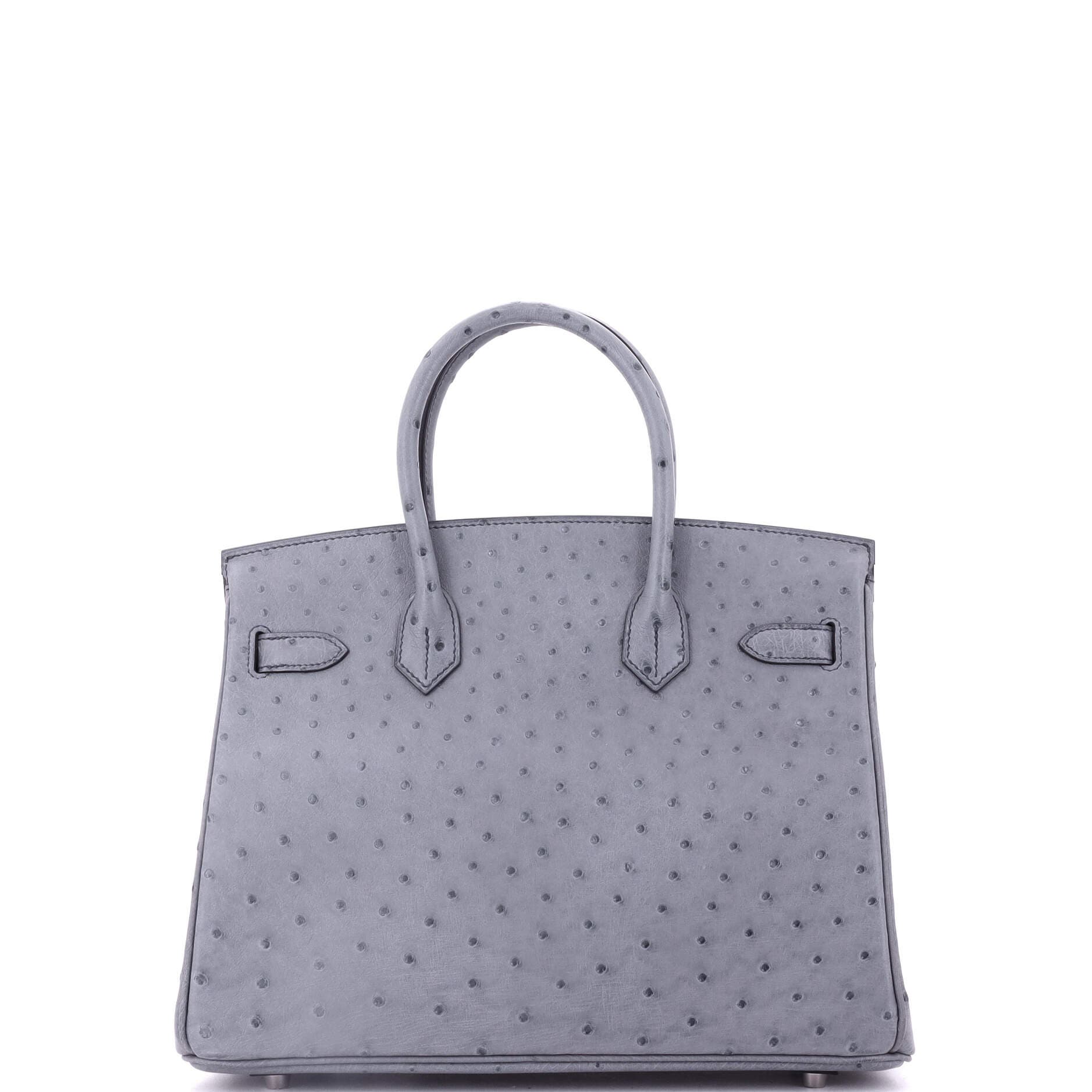 Pre-Owned Hermes Birkin Handbag Grey Ostrich with Palladium Hardware 30, Alternate, color, 