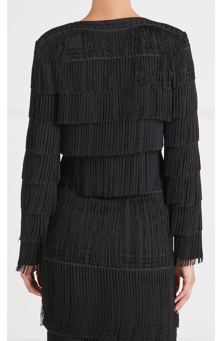 Temperley London Fringe Cropped Jacket, Alternate, color, Black