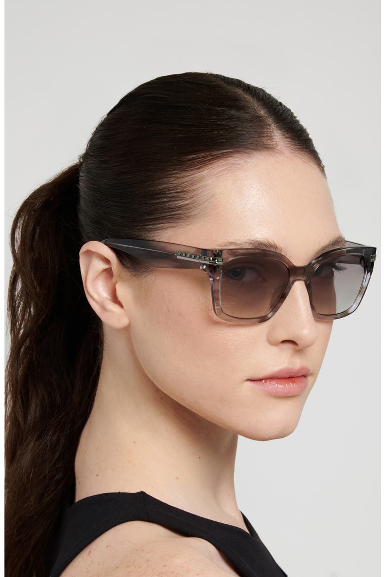 54mm Gradient Polarized Square Sunglasses, Alternate, color, GREY HAVANA/ DARK GREY SF
