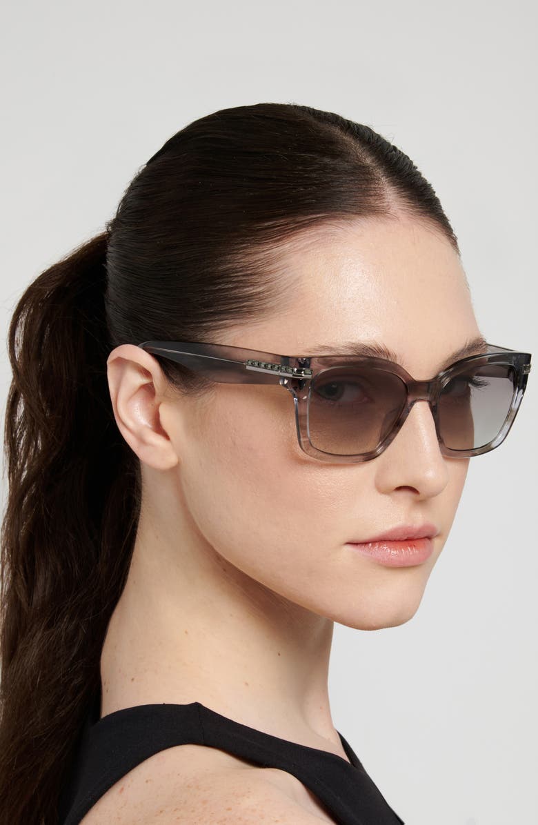 Stuart Weitzman 54mm Gradient Polarized Square Sunglasses, Alternate, color, Grey Havana/ Dark Grey Sf