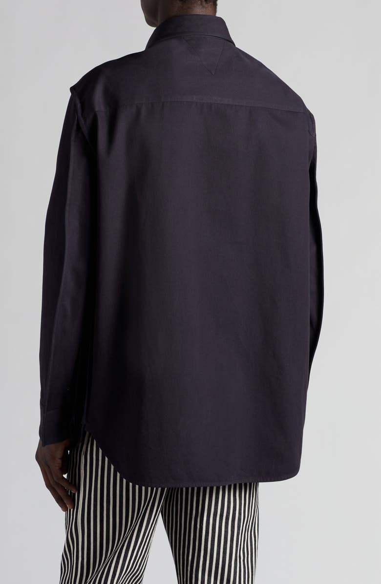 Bottega Veneta Cotton Twill Button-Up Shirt, Alternate, color, Dark Night