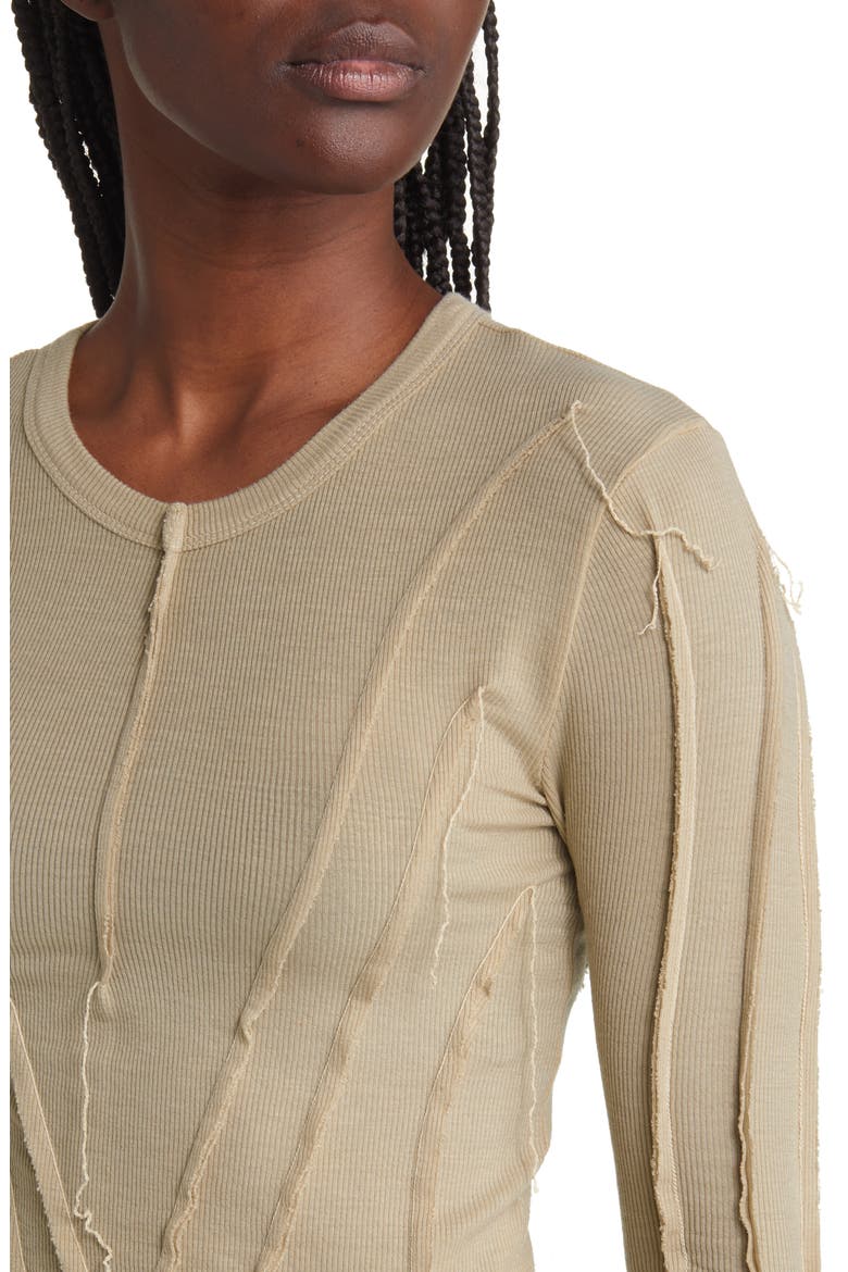 Asymmetric Long Sleeve Rib Top, Alternate, color, TAUPE