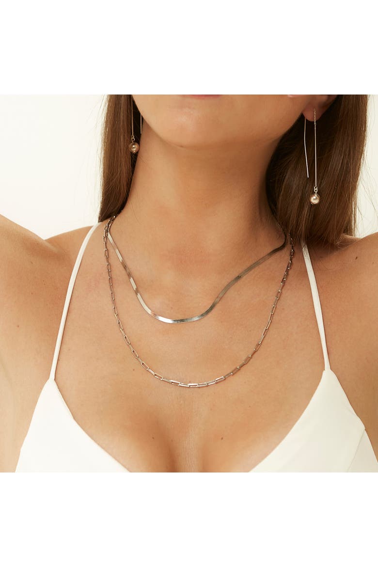 Bold Herringbone Sterling Silver Flat Snake Chain Necklace, Alternate, color, Silver