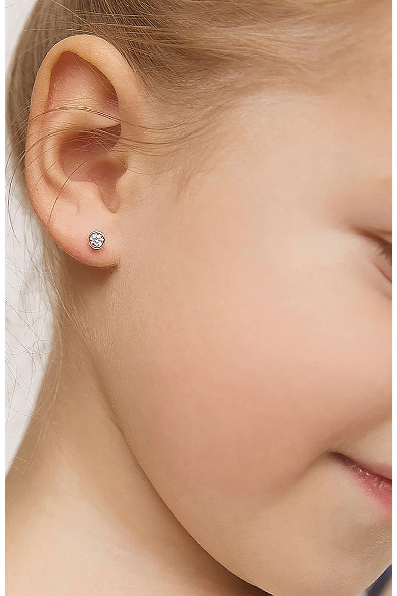 Bezel Set Solitaire Earrings, Alternate, color, Silver