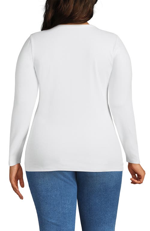Lands' End Plus Size Long Sleeve Micro Rib T-shirt In Neutral