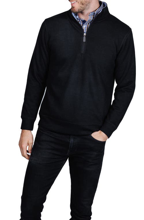 Tailorbyrd French Rib Quarter Zip Sweater In Black