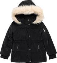 Rothschild Kids' Velvet Touch Faux Fur Trim Parka