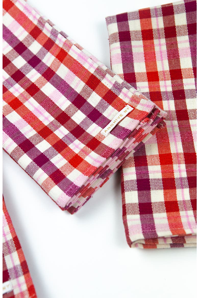 Noel Red Plaid Cotton Napkins, Set of 4, Alternate, color, Red
