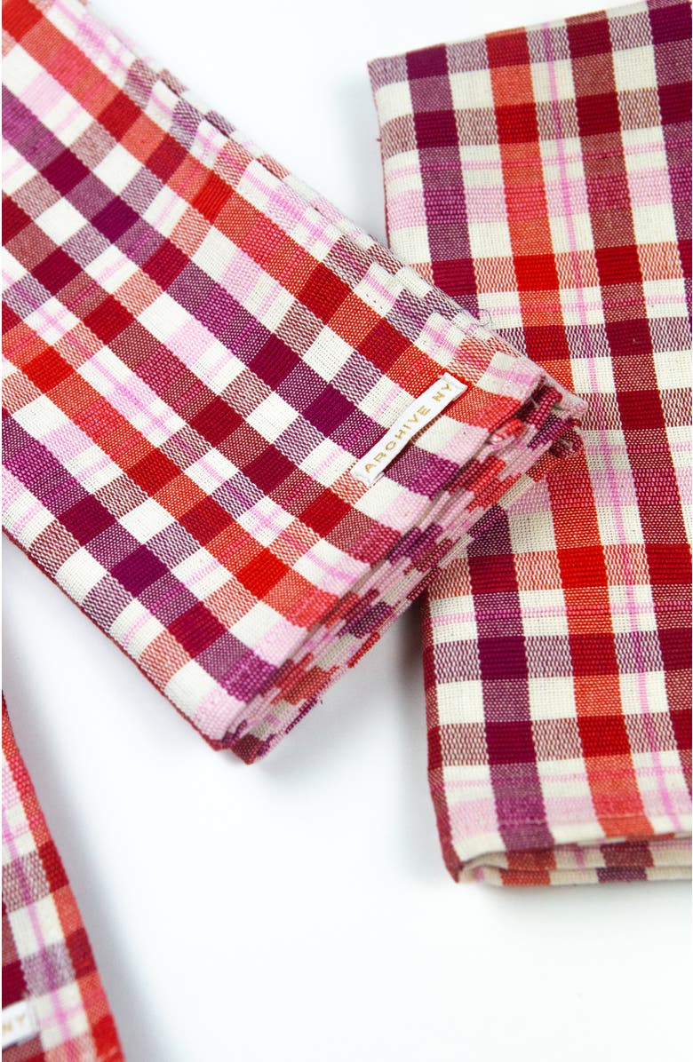 Archive New York Noel Red Plaid Cotton Napkins, Set of 4, Alternate, color,