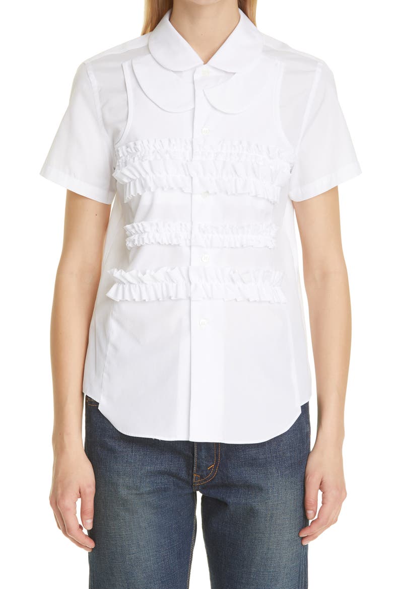 Short Sleeve Cotton Shirt, Main, color, WHITE