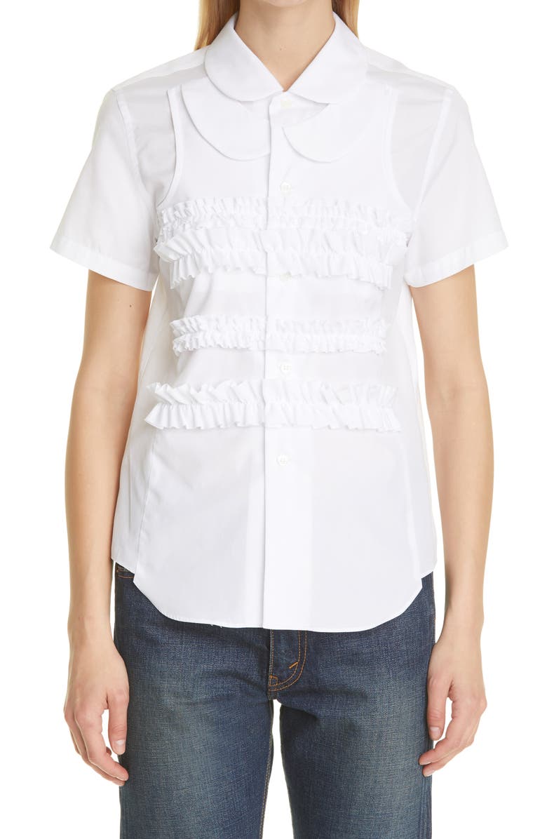 Comme des Garçons Girl Short Sleeve Cotton Shirt, Main, color, 