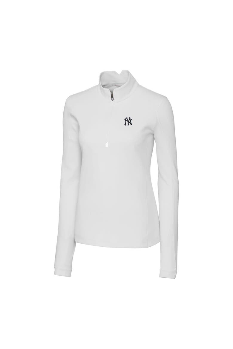 Women's Cutter & Buck  White New York Yankees DryTec Traverse Stretch Quarter-Zip Pullover Top, Alternate, color, White