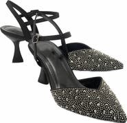 Forever & Always Shoes Vilka Embellished Slingback Kitten Heel Pumps