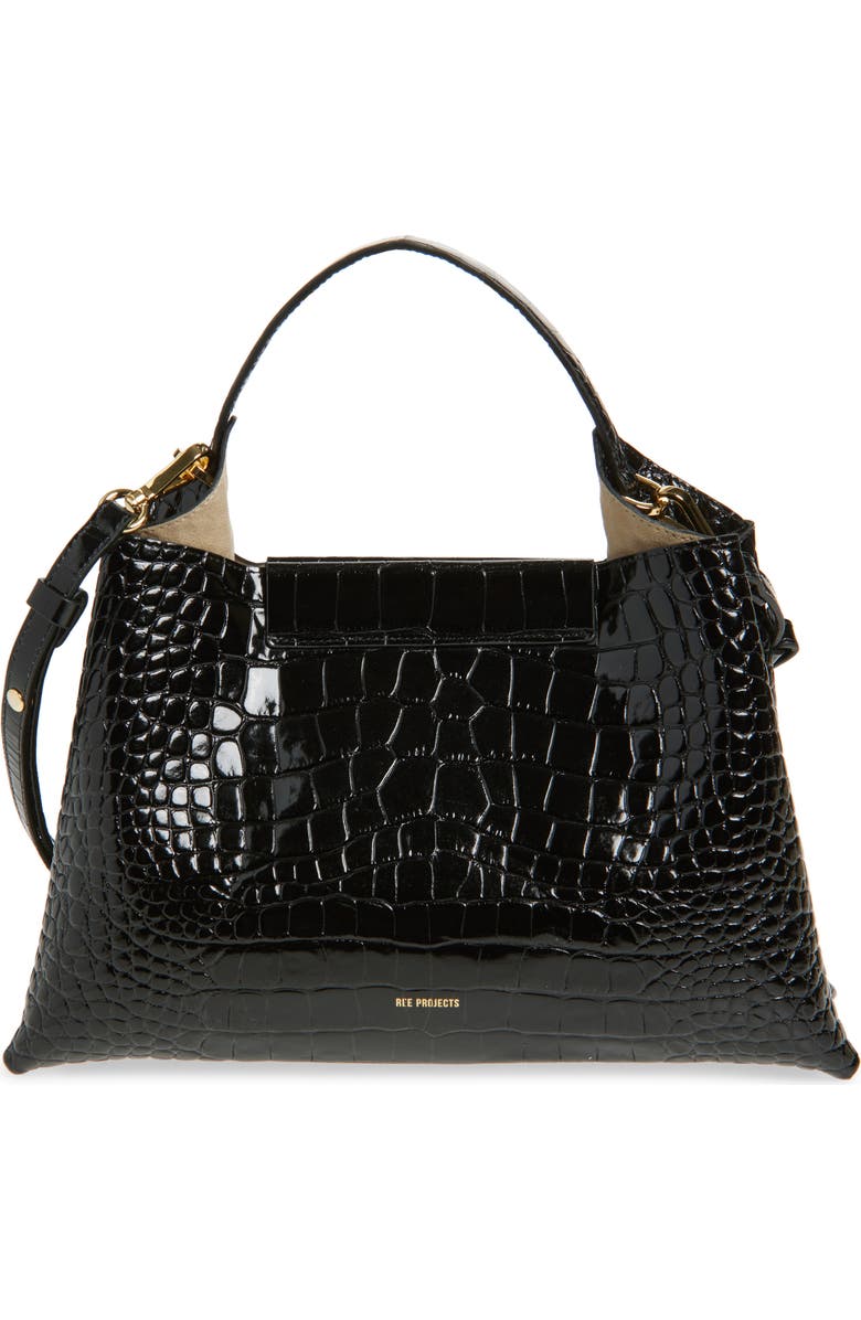 Ree Projects Medium Elieze Croc Embossed Patent Leather Top Handle Bag, Main, color,