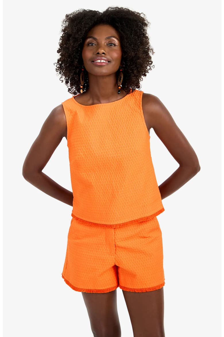 Port Sleeveless Structured Woven Tank Top, Alternate, color, Orange Oasis