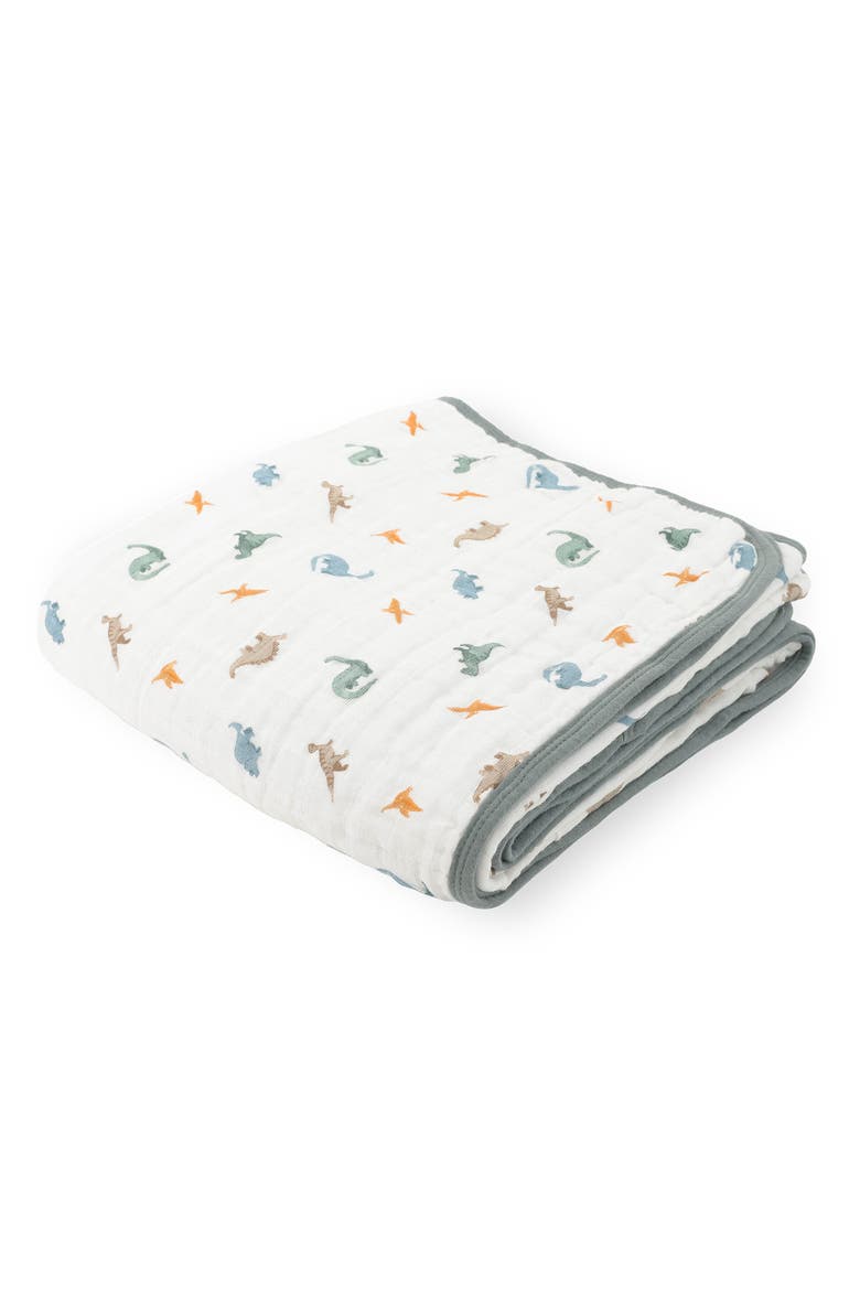 Organic Cotton Muslin Quilted Throw, Main, color, LITTLE DINO