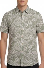 Report Collection Yarn Dye Tropical Print Button-Up Shirt